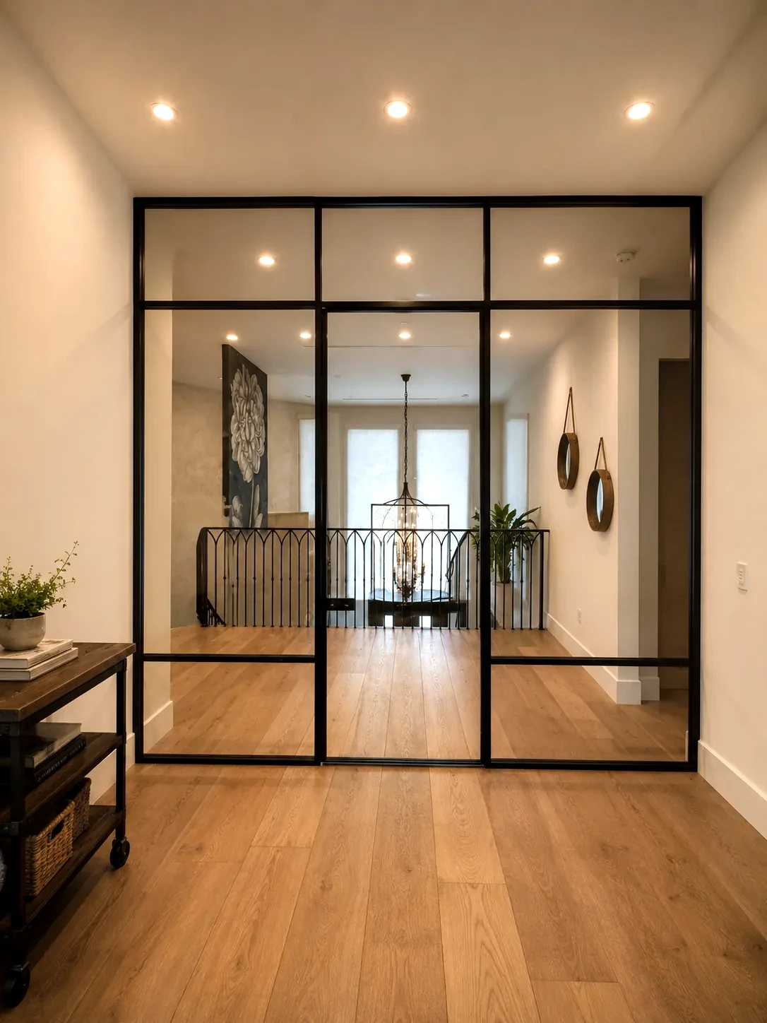 Aeres glass partition on a stair landing