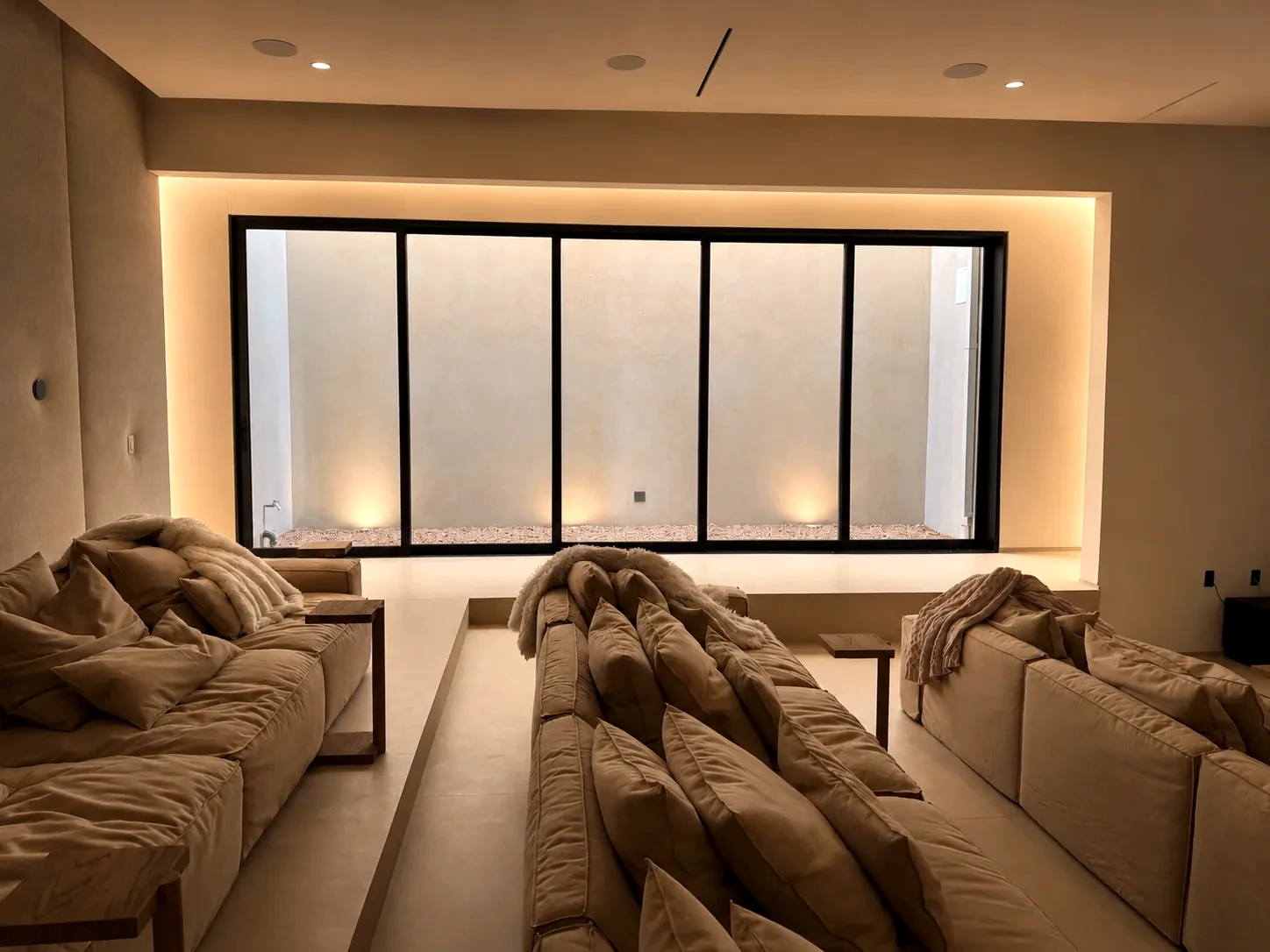 Aeres fixed glass partition in a lounge, dividing the room while keeping light and sightlines